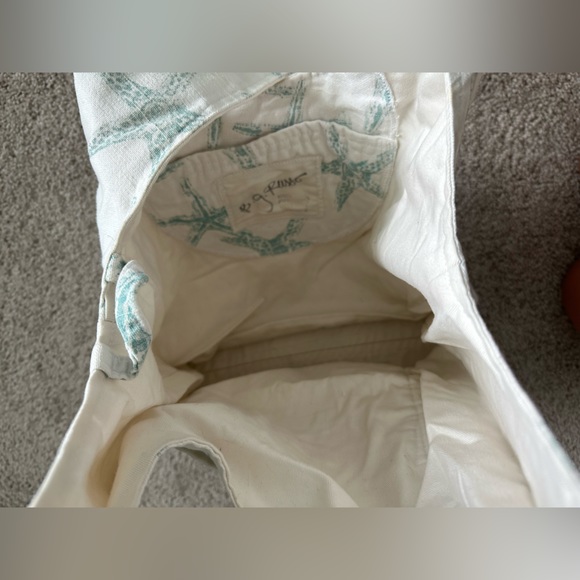 Hand crafted starfish shoulder bag blue and white - Picture 3 of 3